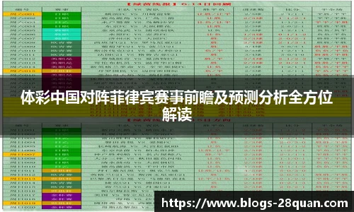 体彩中国对阵菲律宾赛事前瞻及预测分析全方位解读